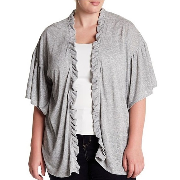 bobeau Sweaters - Bobeau Ruffled Knit Kimono Open Front  NWT 1X
